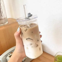 Square Transparent Coffee Cup w/Lid