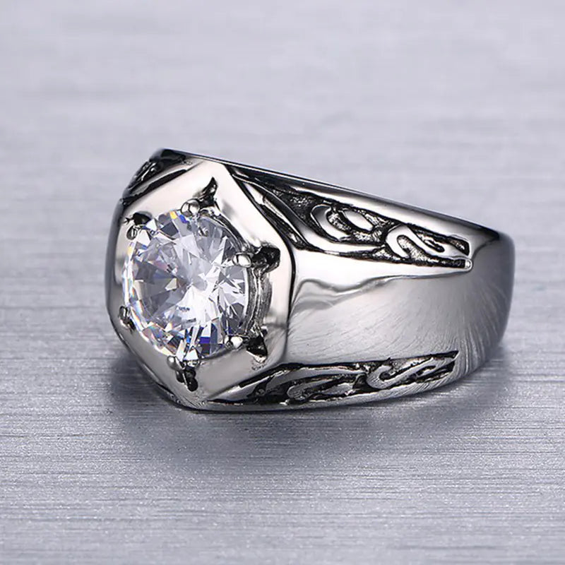 Red Zircon Titanium Ring
