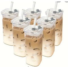 Square Transparent Coffee Cup w/Lid