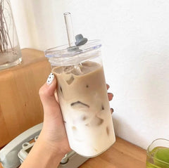 Square Transparent Coffee Cup w/Lid