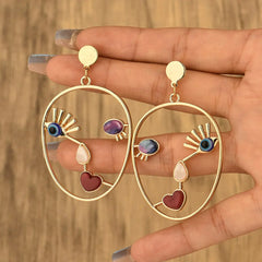 Abstract Human Face Earrings