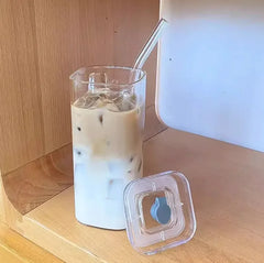 Square Transparent Coffee Cup w/Lid